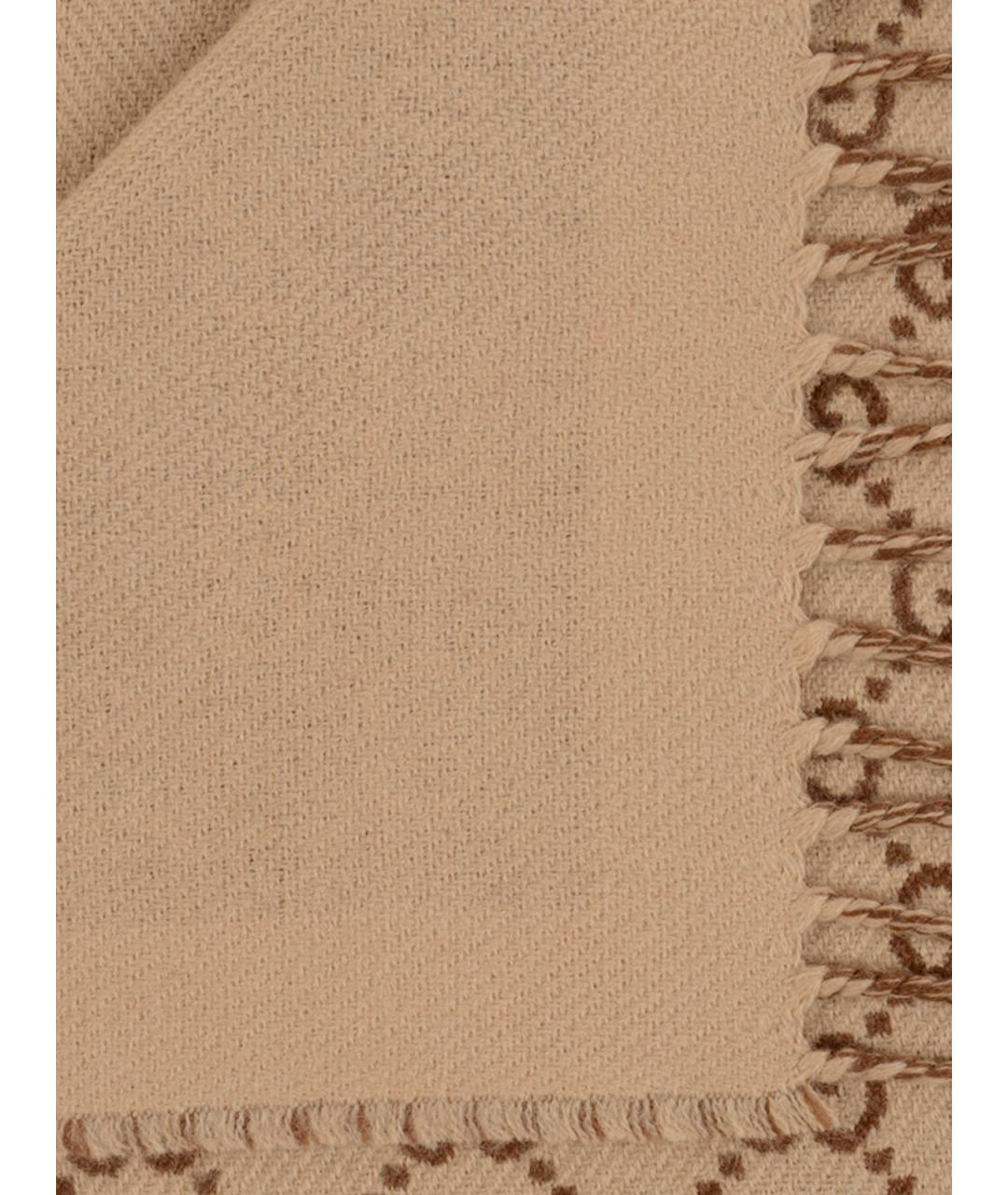 GUCCI Бежевый шерстяной шарф, фото 3