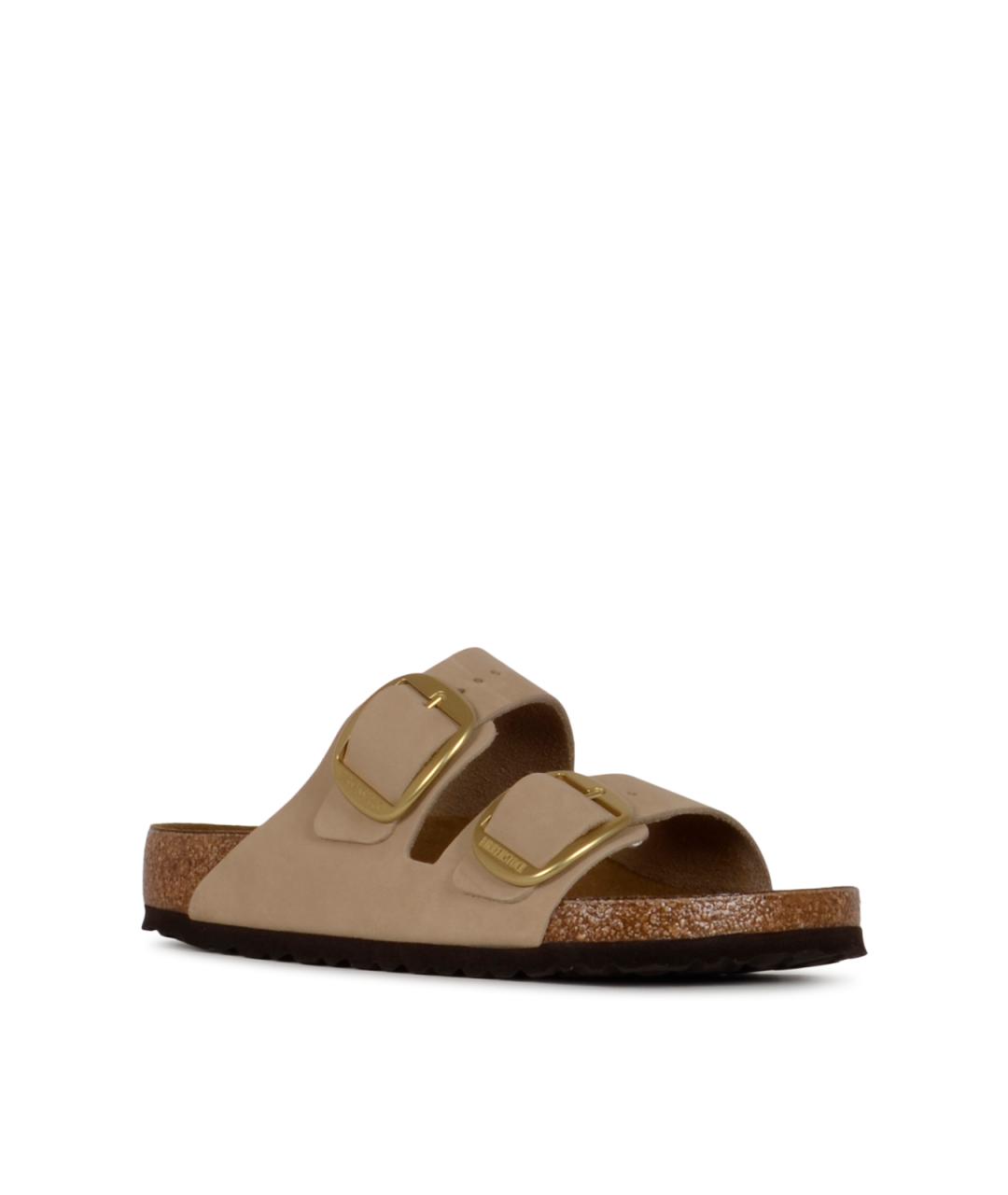 BIRKENSTOCK Бежевые кожаные шлепанцы, фото 2