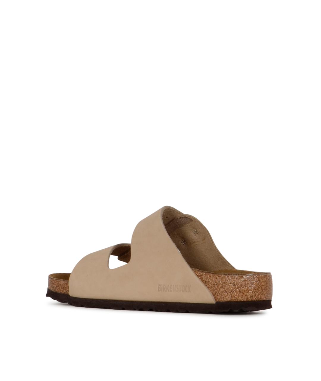 BIRKENSTOCK Бежевые кожаные шлепанцы, фото 3