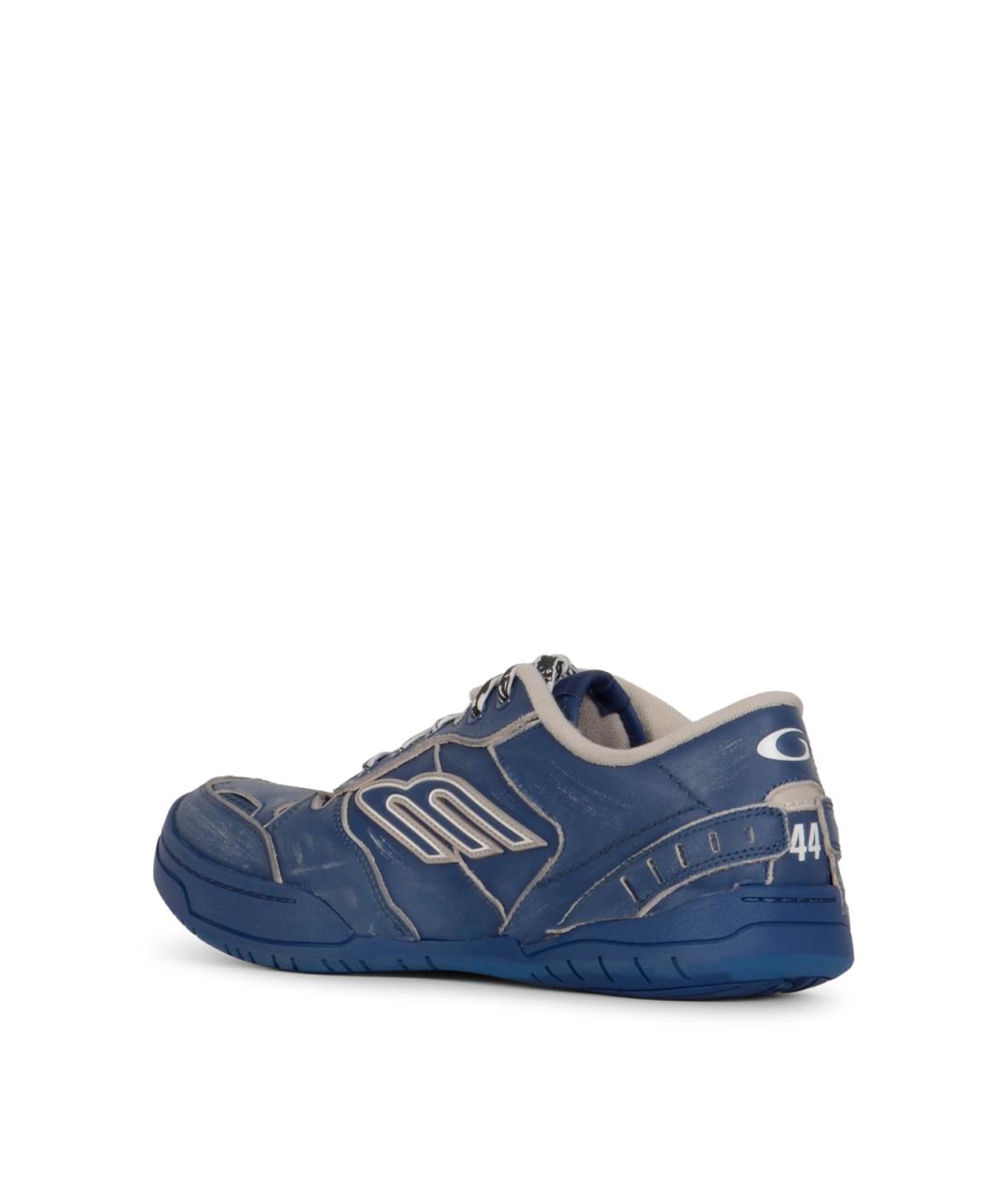 BALENCIAGA Синие кожаные низкие кроссовки / кеды, фото 3