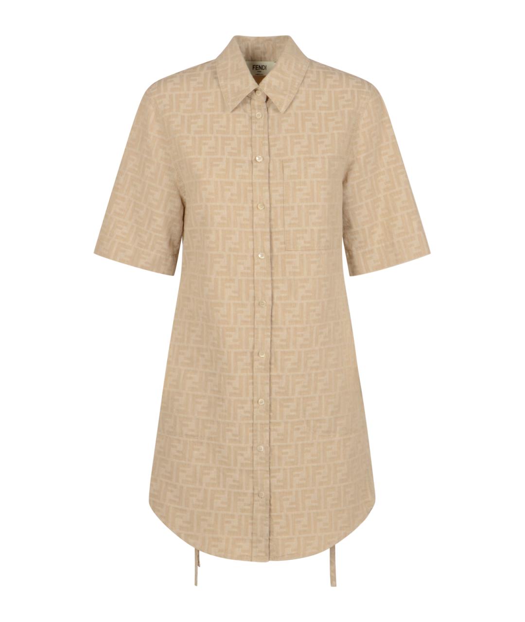 FENDI Бежевое повседневное платье, фото 1