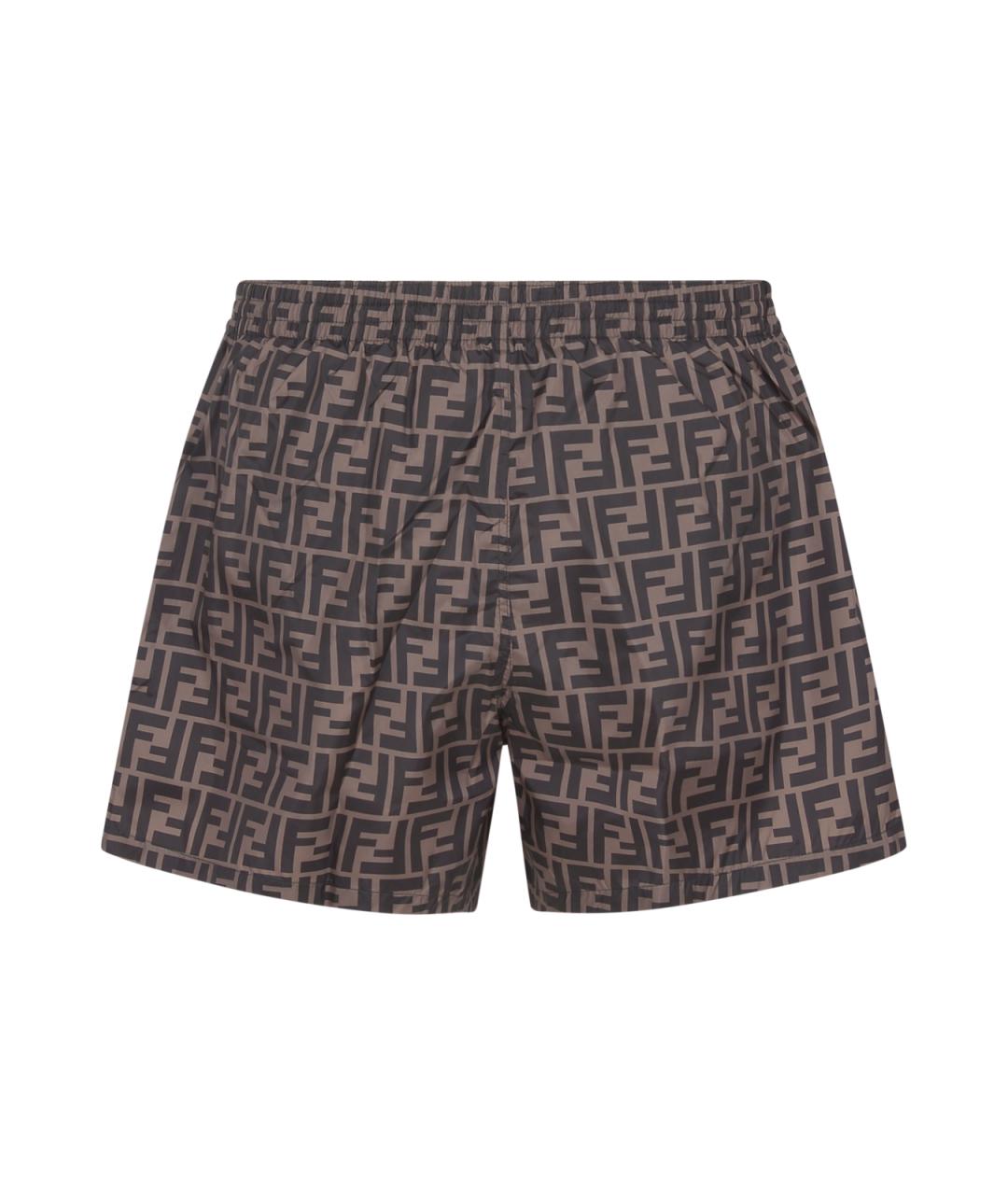 FENDI Коричневые полиамидовые шорты, фото 3