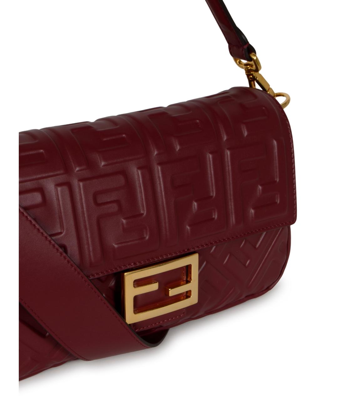 FENDI Бордовая кожаная сумка через плечо, фото 4