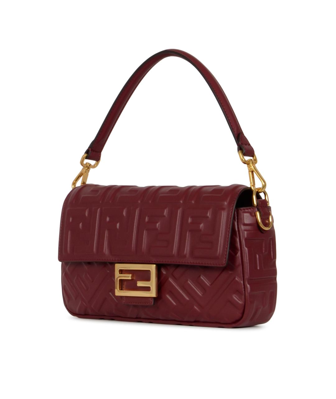 FENDI Бордовая кожаная сумка через плечо, фото 2
