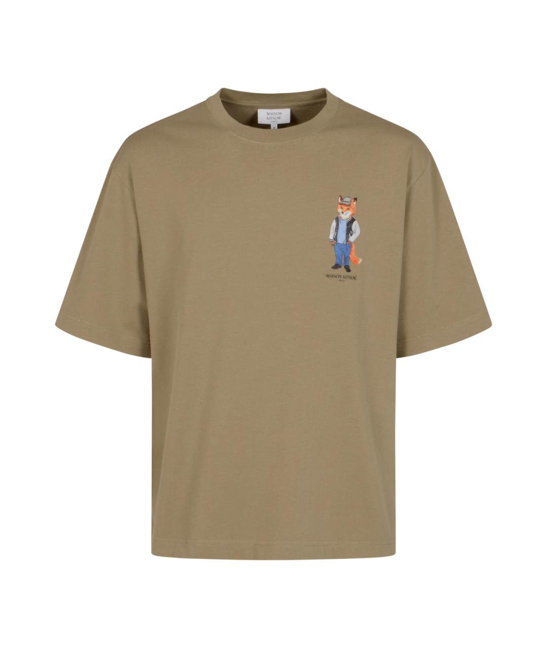 MAISON KITSUNE Зеленая хлопковая футболка, фото 1