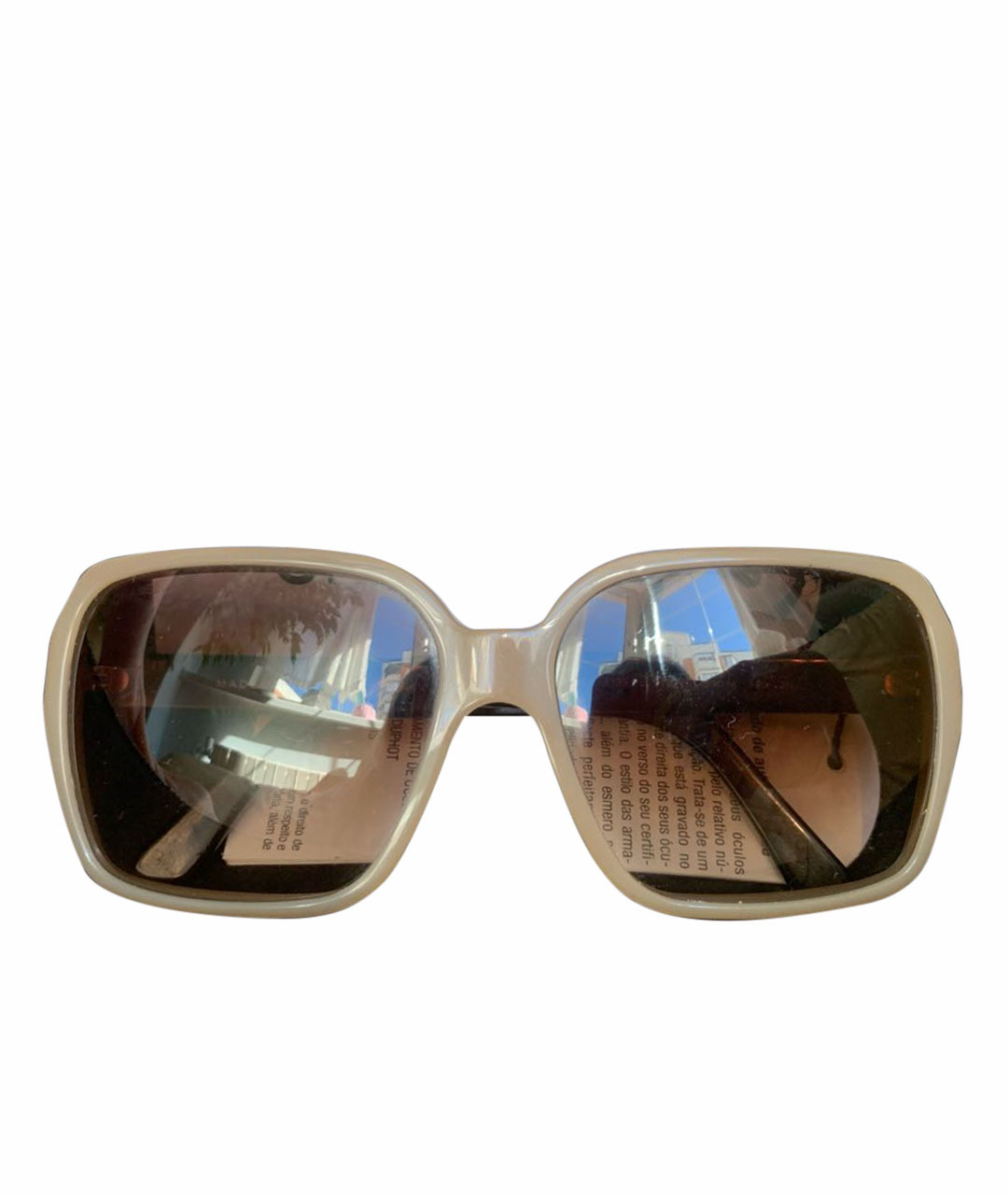 CHANEL PRE-OWNED Бежевые пластиковые солнцезащитные очки, фото 1