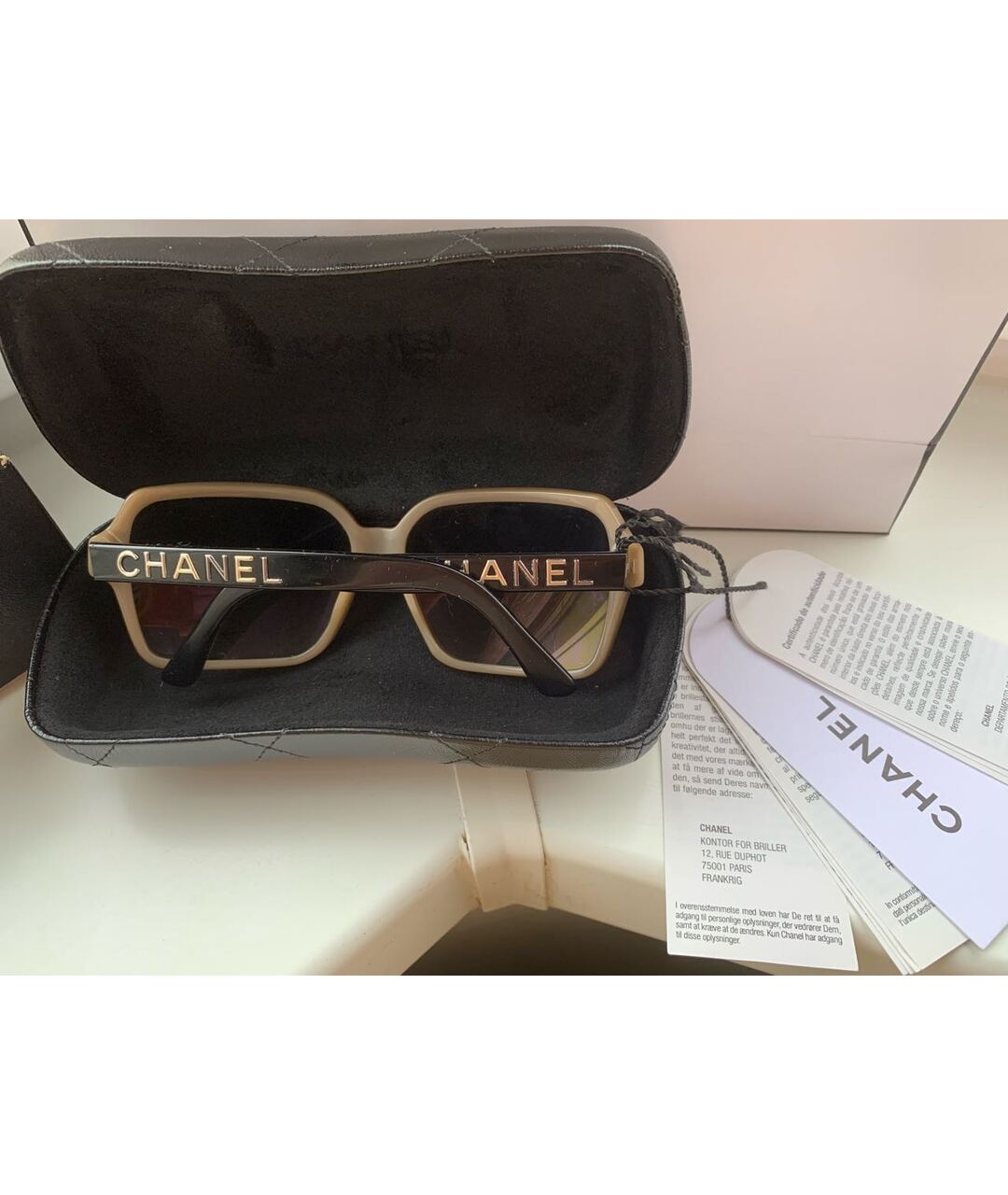 CHANEL PRE-OWNED Бежевые пластиковые солнцезащитные очки, фото 3