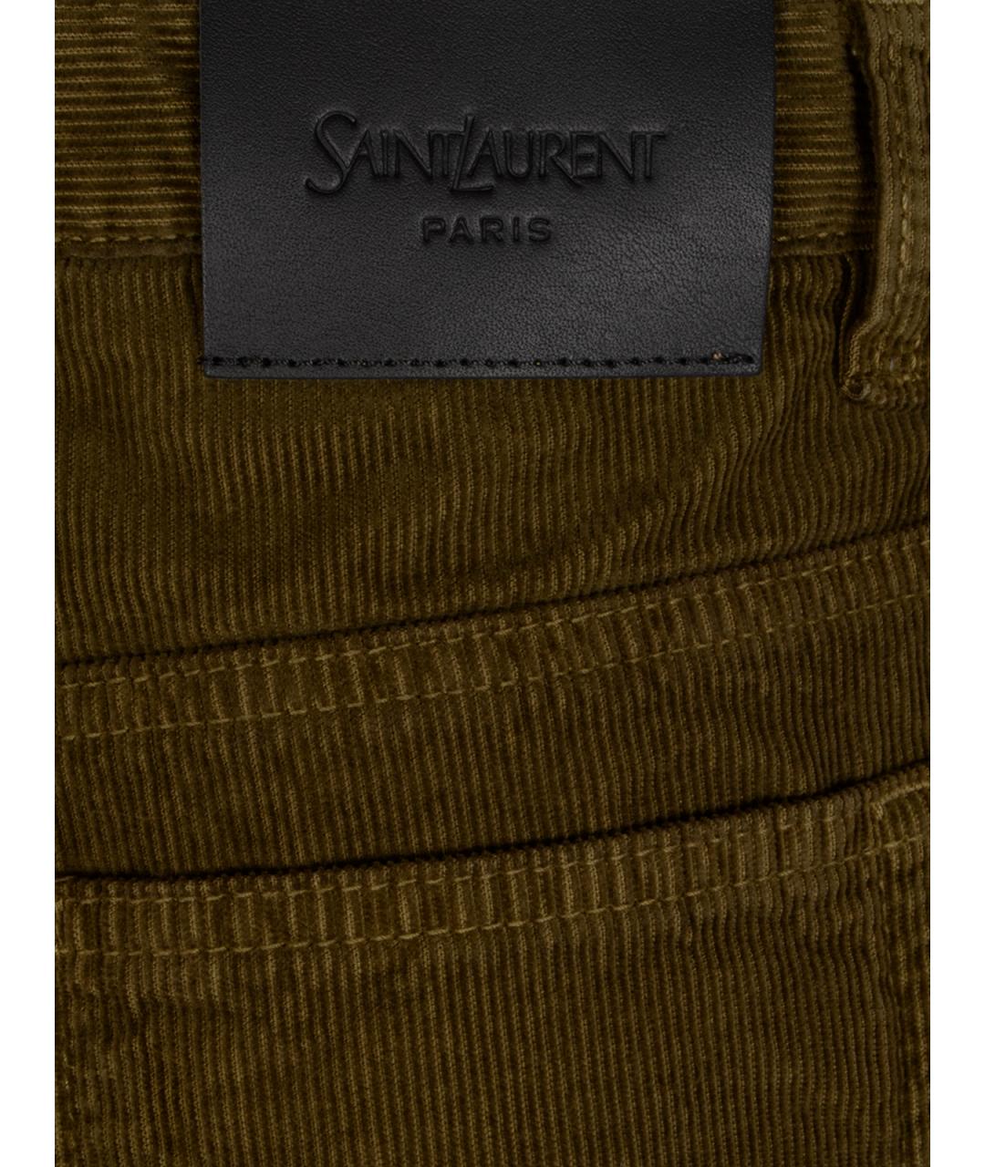 SAINT LAURENT Хаки хлопковые прямые джинсы, фото 3