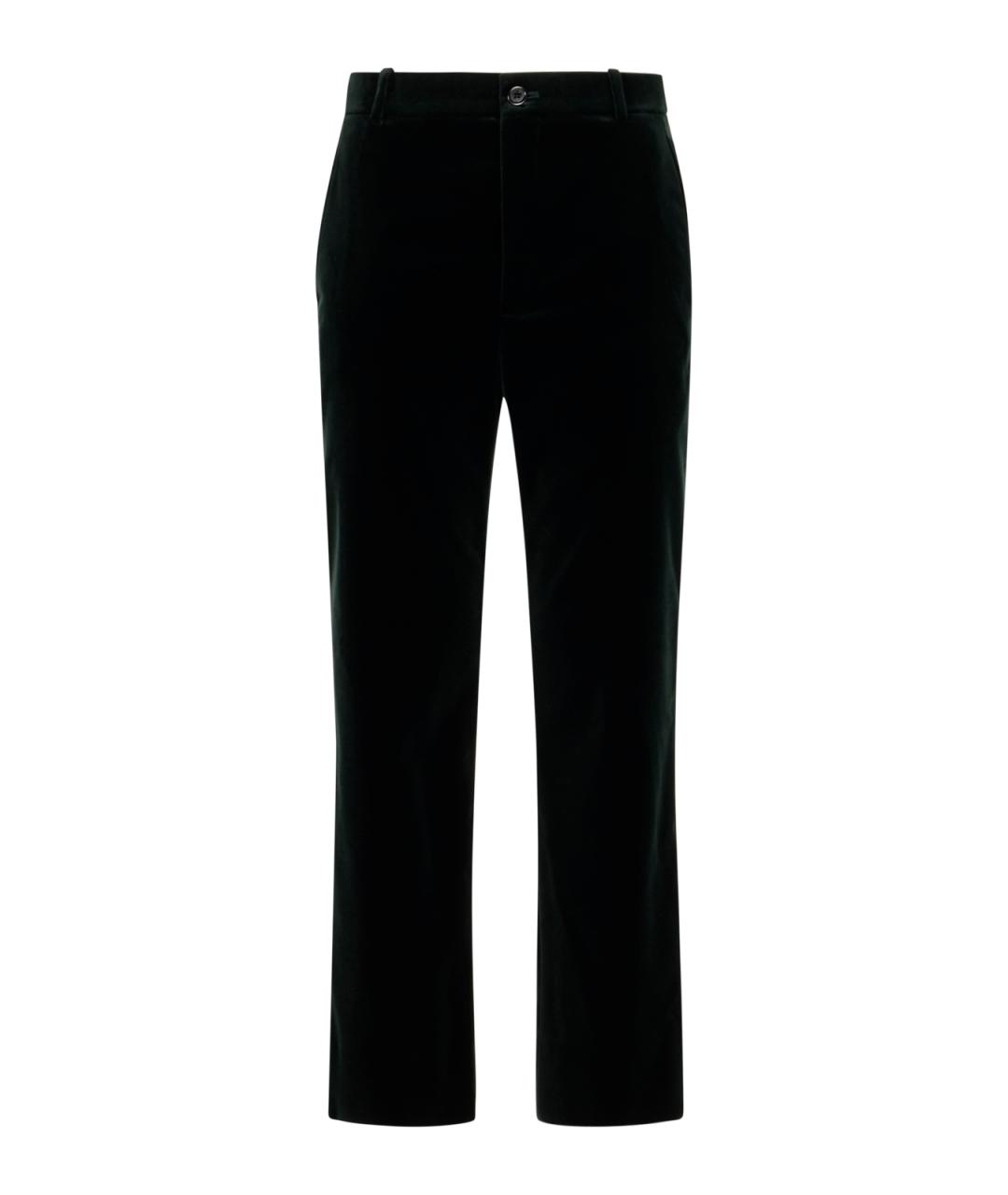 SAINT LAURENT Зеленые хлопковые прямые брюки, фото 1