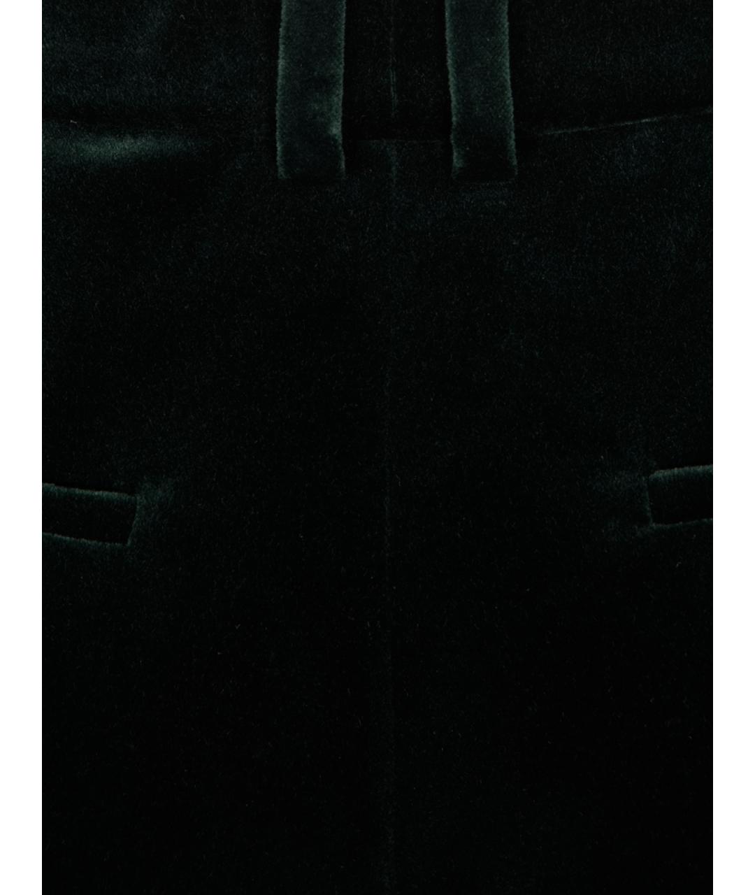 SAINT LAURENT Зеленые хлопковые прямые брюки, фото 3