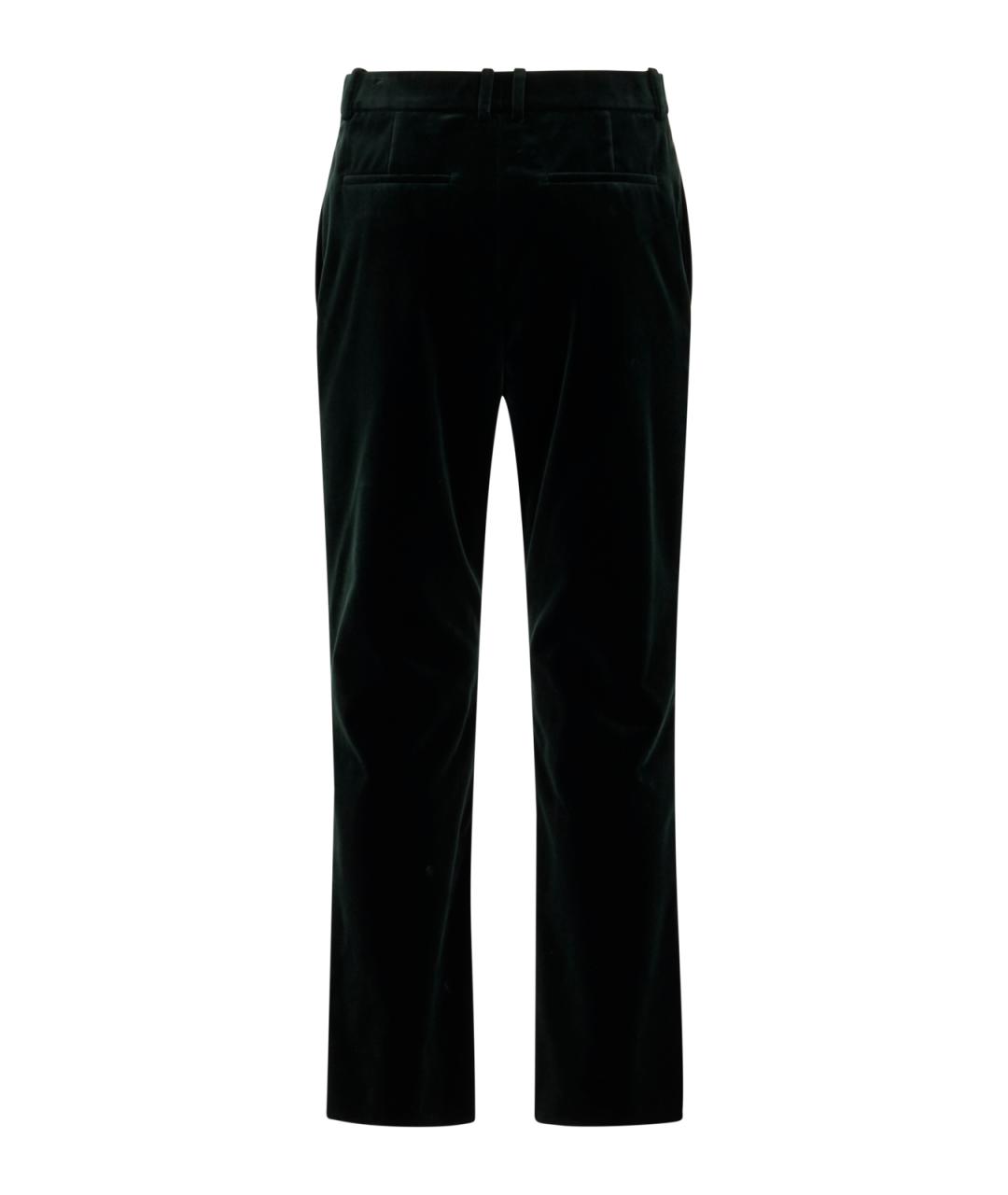 SAINT LAURENT Зеленые хлопковые прямые брюки, фото 2