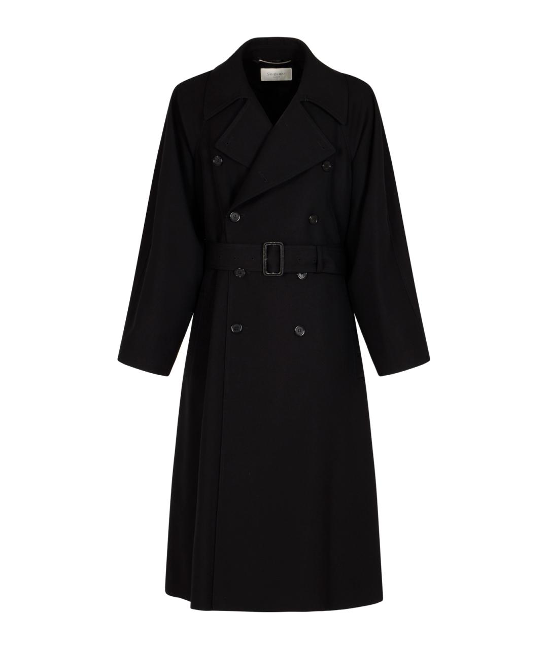 SAINT LAURENT Черный шерстяной тренч / плащ, фото 1