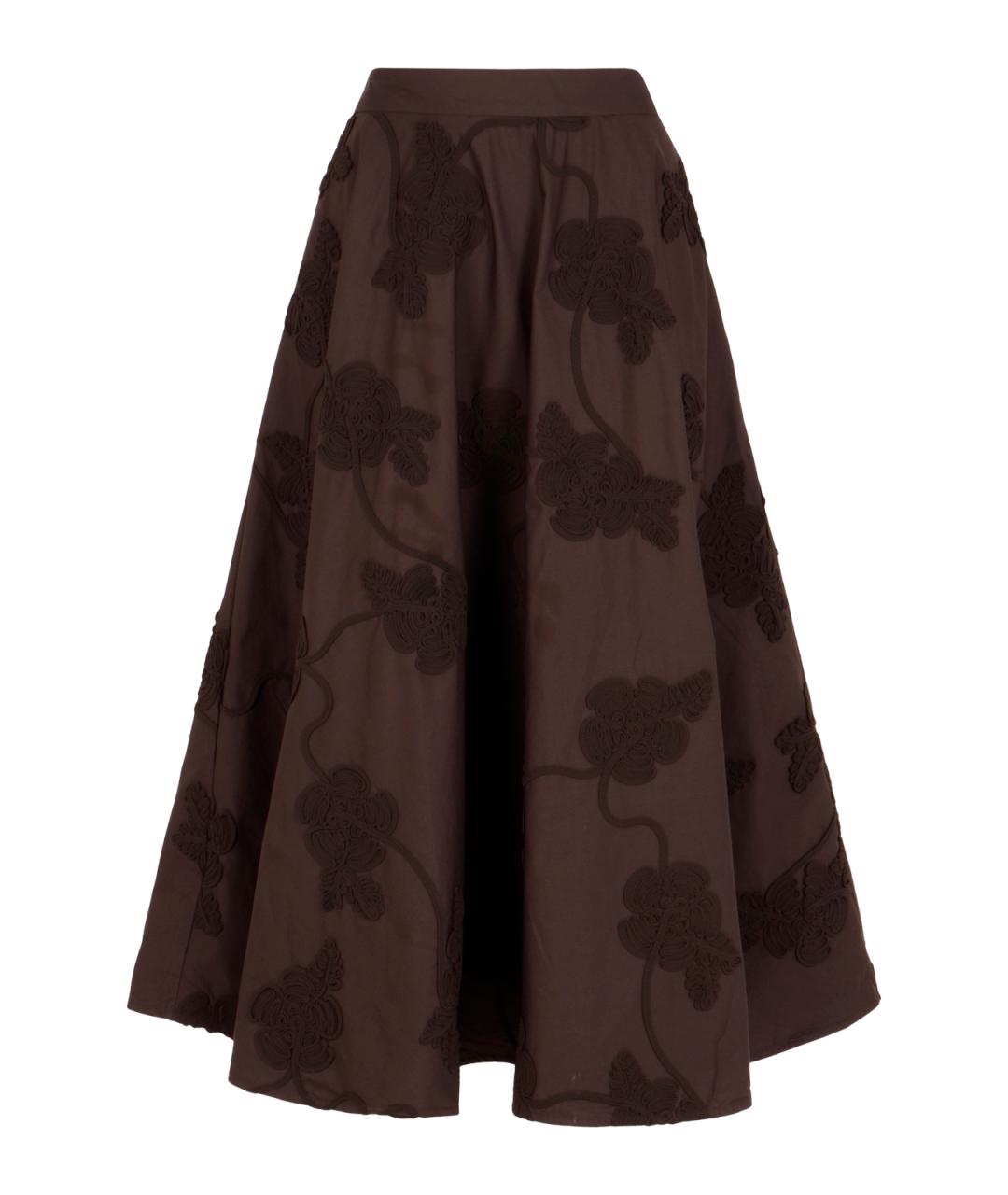 ROTATE Коричневая хлопковая юбка миди, фото 1