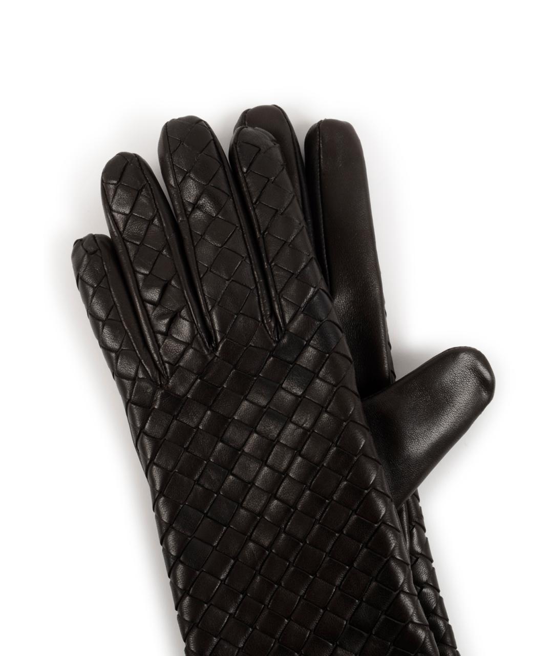 BOTTEGA VENETA Коричневые кожаные перчатки, фото 2