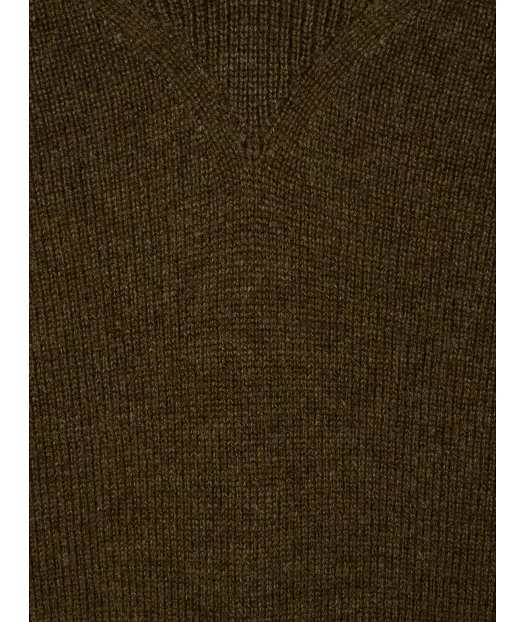 SAINT LAURENT Хаки кашемировый джемпер / свитер, фото 3