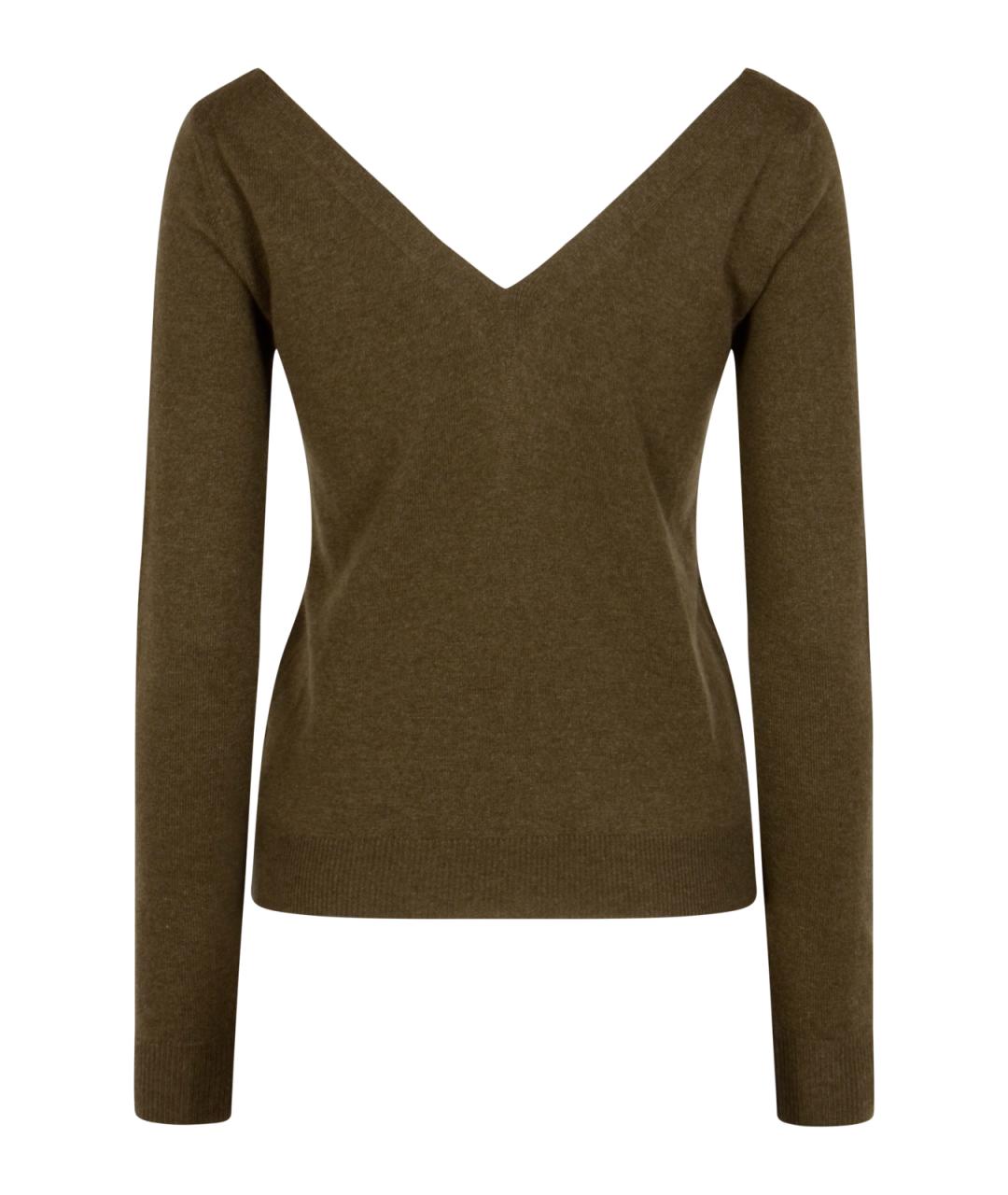 SAINT LAURENT Хаки кашемировый джемпер / свитер, фото 2