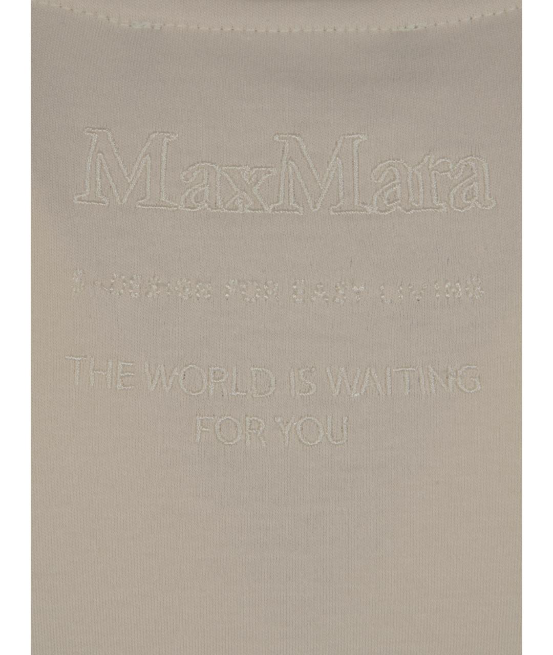'S MAX MARA Бежевая хлопковая футболка, фото 3