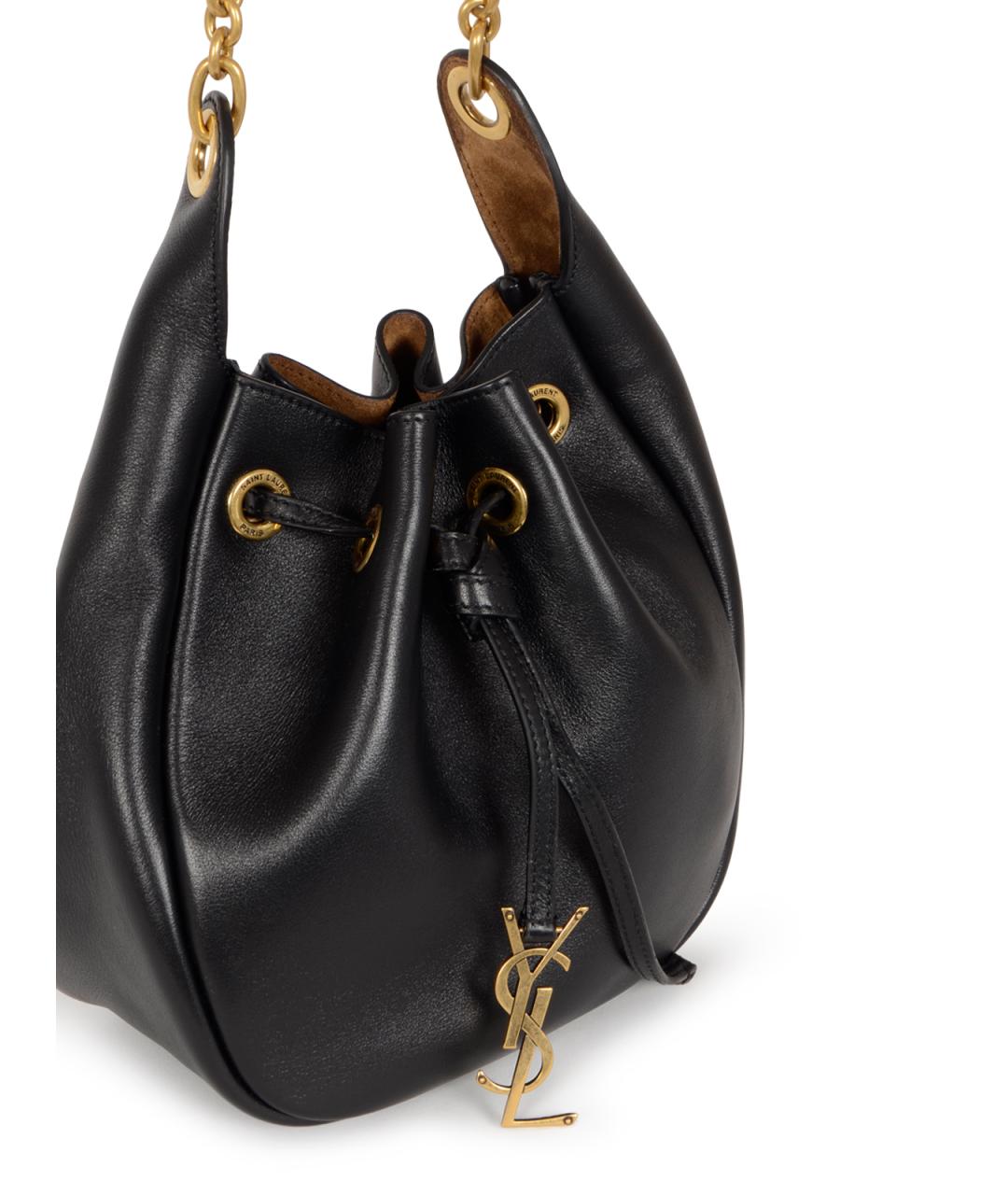 SAINT LAURENT Черная кожаная сумка через плечо, фото 4