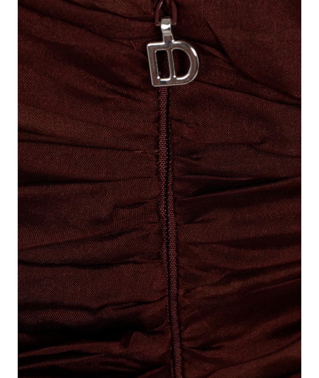 RAQUEL DINIZ Бордовое шелковое повседневное платье, фото 3