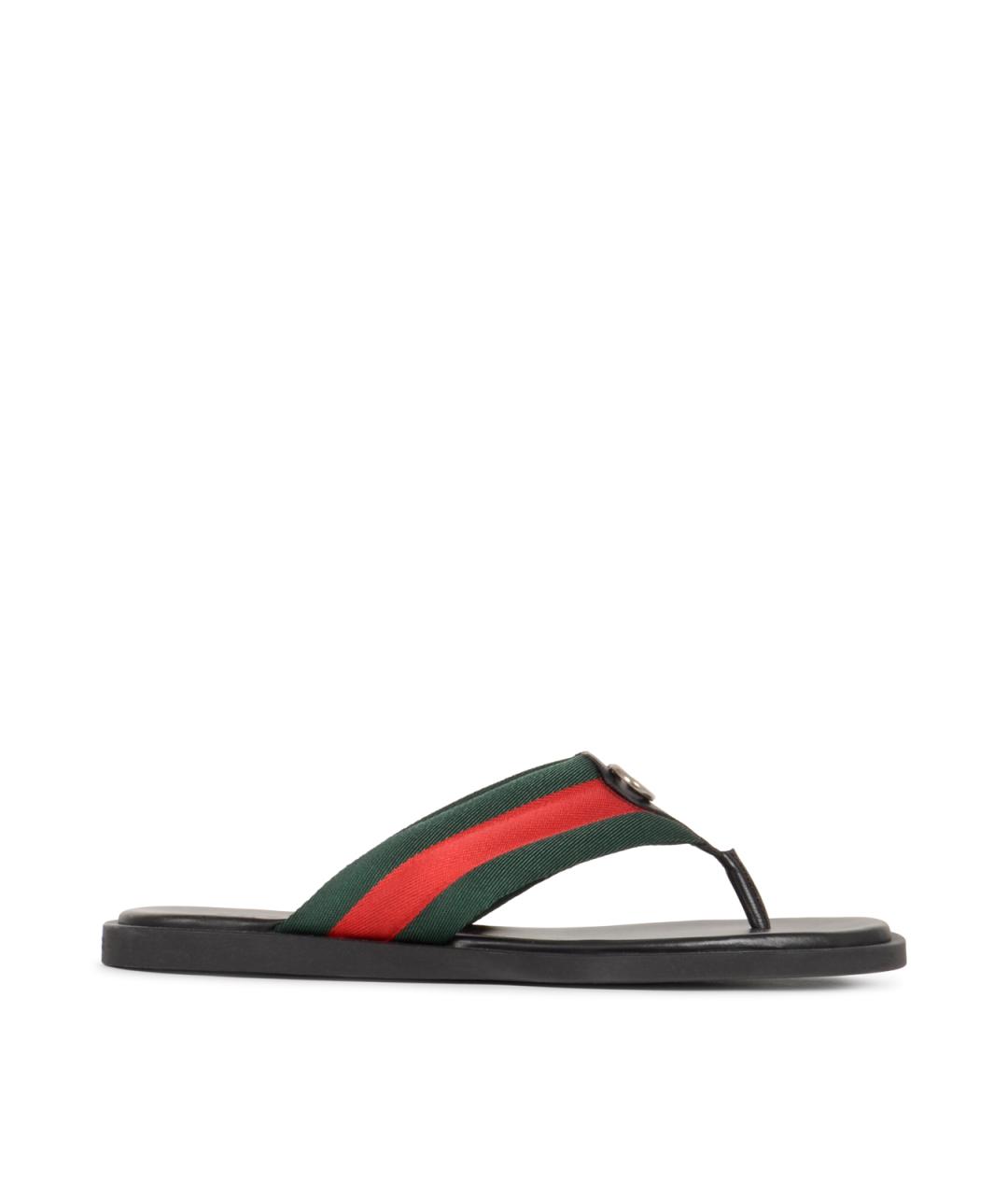 GUCCI Черные синтетические шлепанцы, фото 1