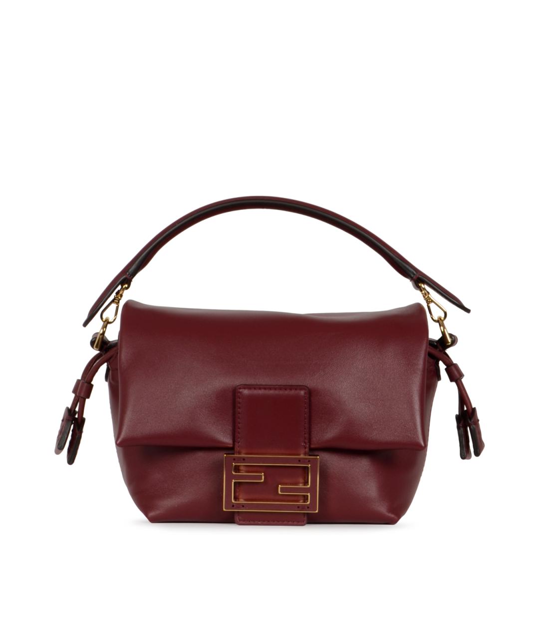 FENDI Бордовая кожаная сумка через плечо, фото 1