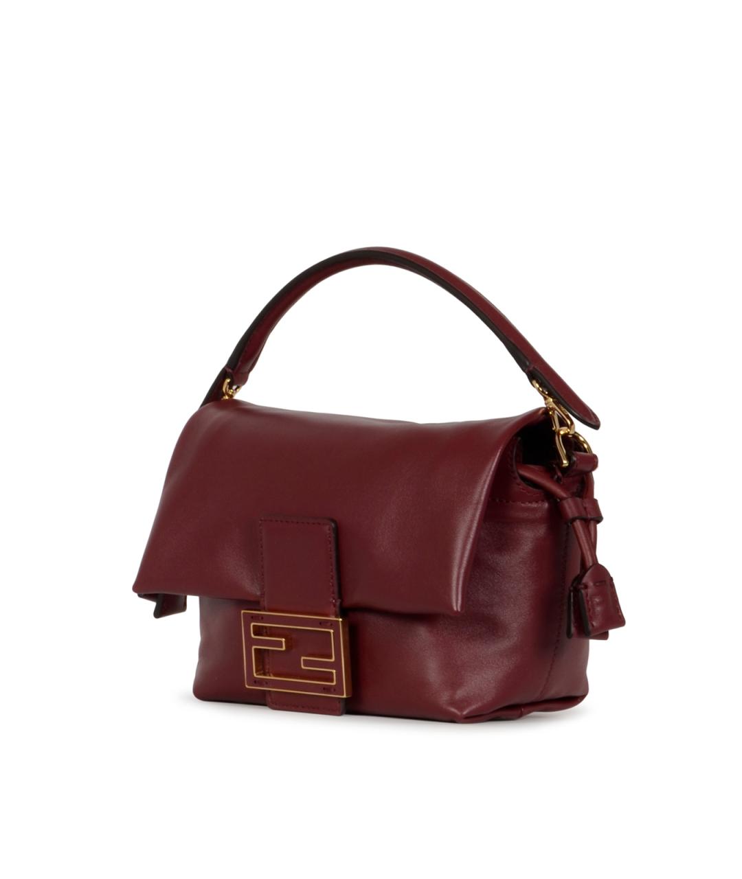FENDI Бордовая кожаная сумка через плечо, фото 2