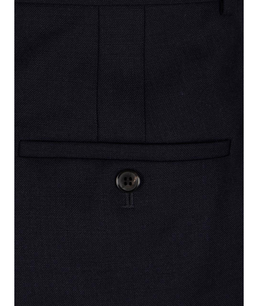SAINT LAURENT Темно-синие шерстяные классические брюки, фото 3