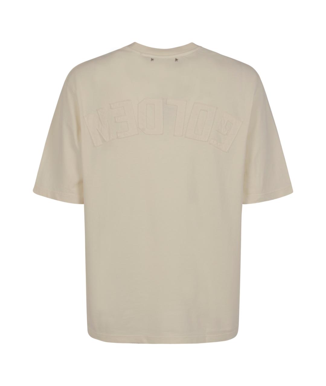 GOLDEN GOOSE DELUXE BRAND Бежевая хлопковая футболка, фото 2