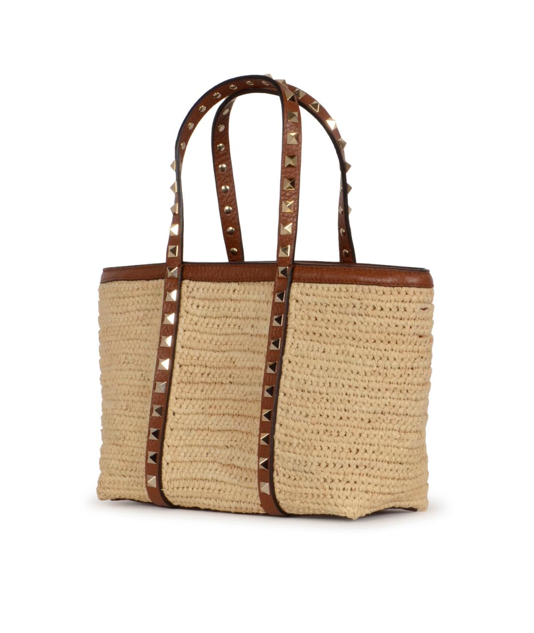 VALENTINO Бежевая пелетеная сумка тоут, фото 2