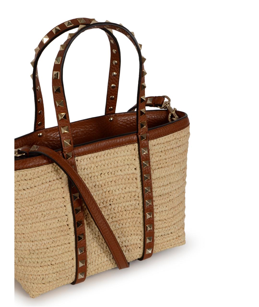 VALENTINO Бежевая пелетеная сумка тоут, фото 4