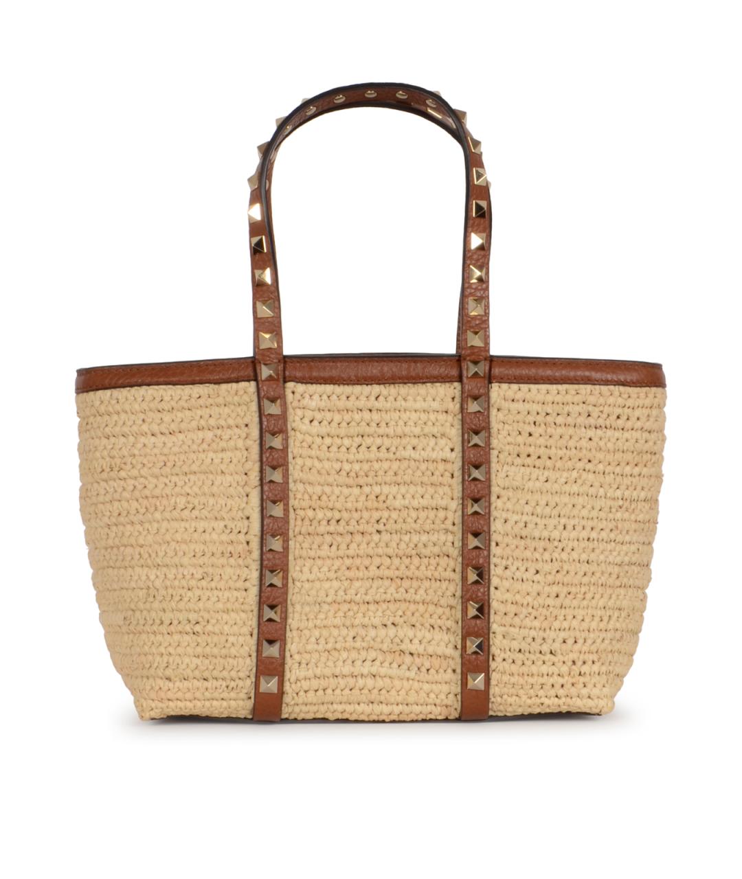 VALENTINO Бежевая пелетеная сумка тоут, фото 1