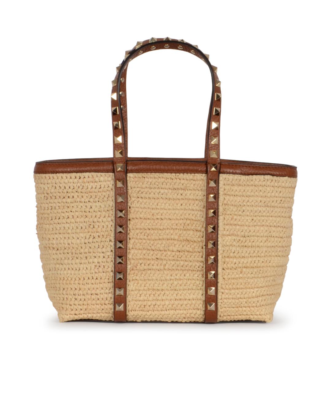 VALENTINO Бежевая пелетеная сумка тоут, фото 3