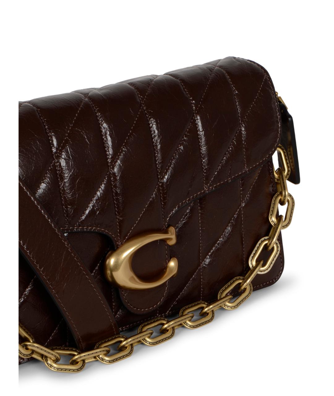 COACH Коричневая кожаная сумка через плечо, фото 4