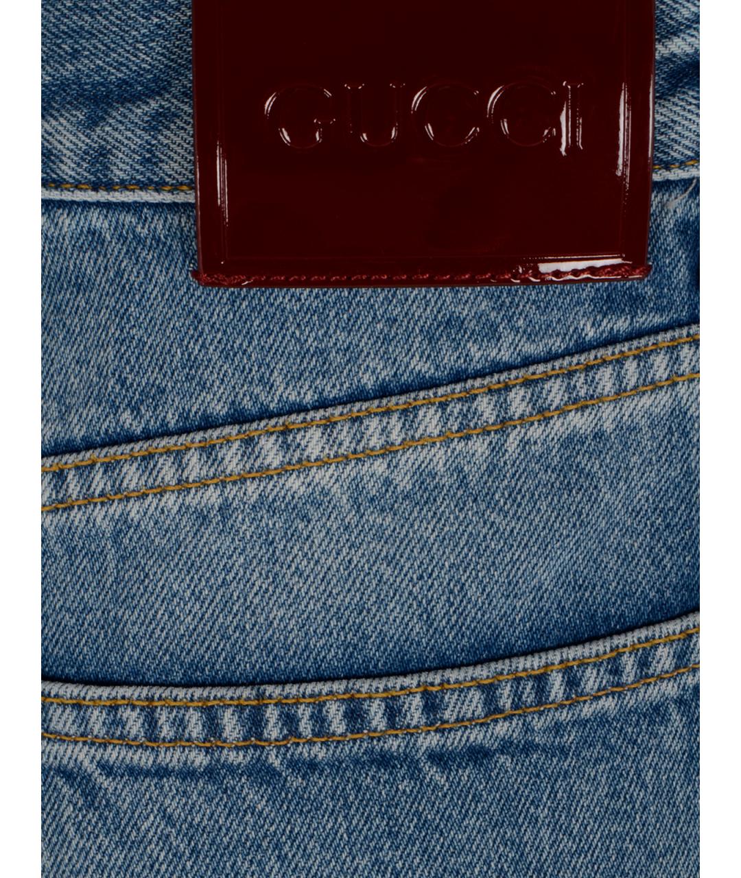 GUCCI Синие хлопковые прямые джинсы, фото 3