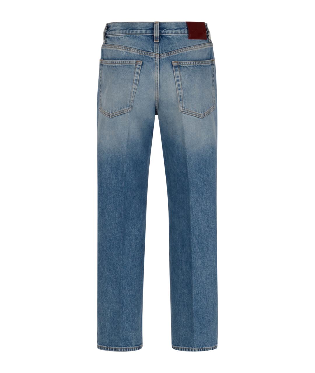 GUCCI Синие хлопковые прямые джинсы, фото 2