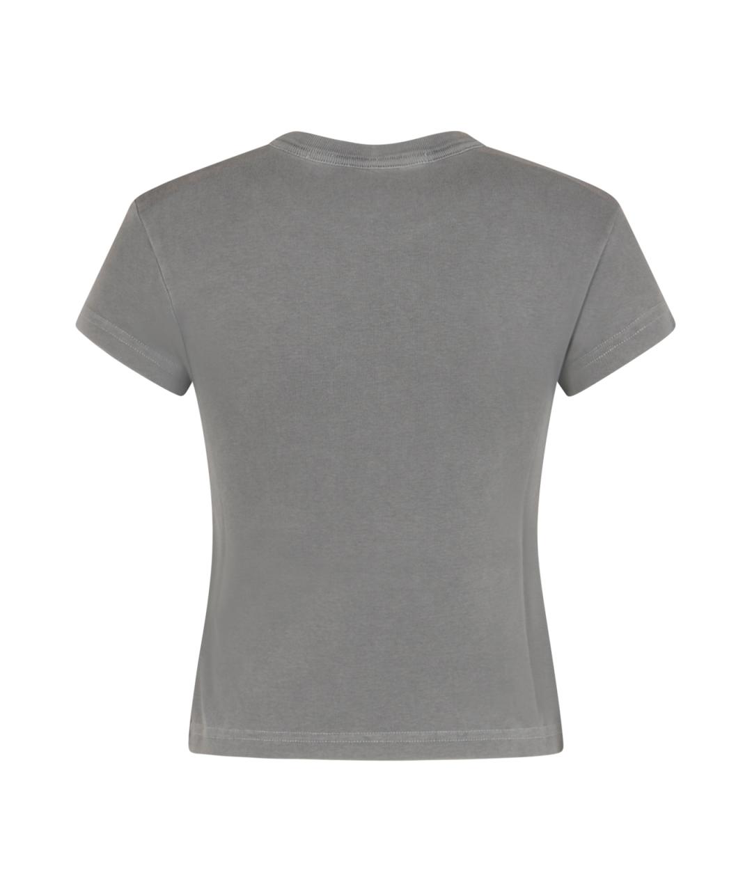 ALEXANDER WANG Серая хлопковая футболка, фото 2