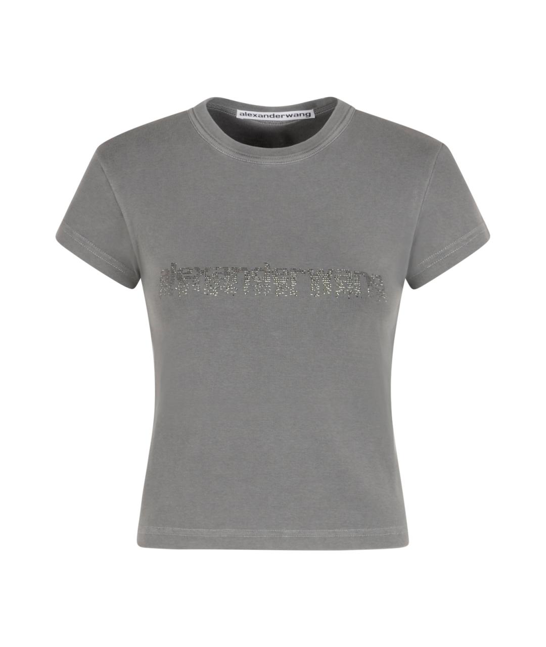 ALEXANDER WANG Серая хлопковая футболка, фото 1