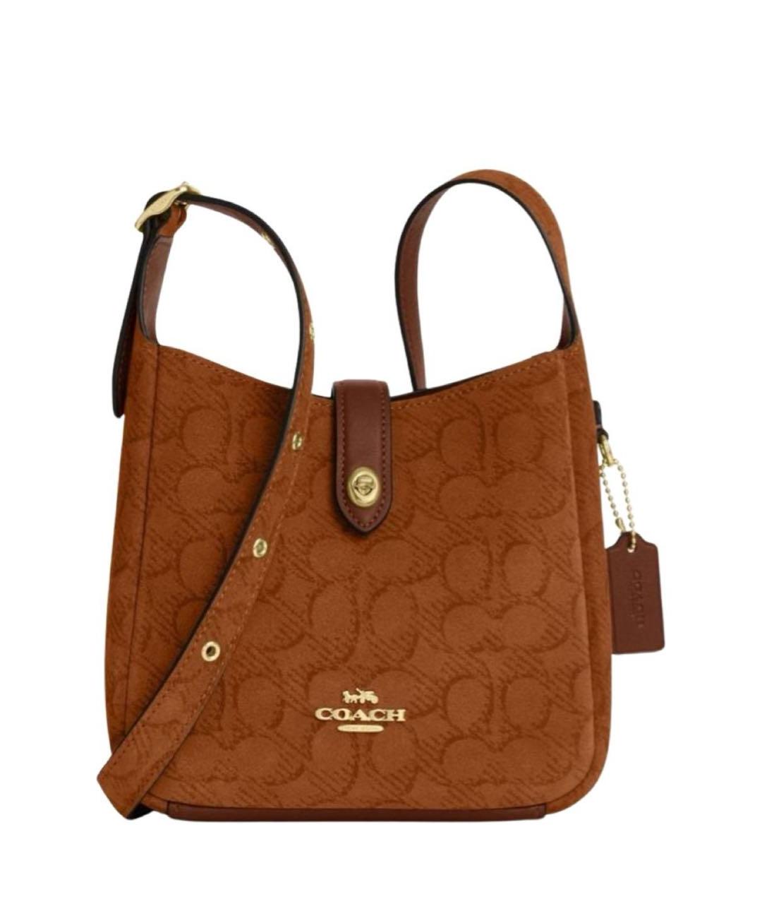 COACH Коричневая замшевая сумка через плечо, фото 1