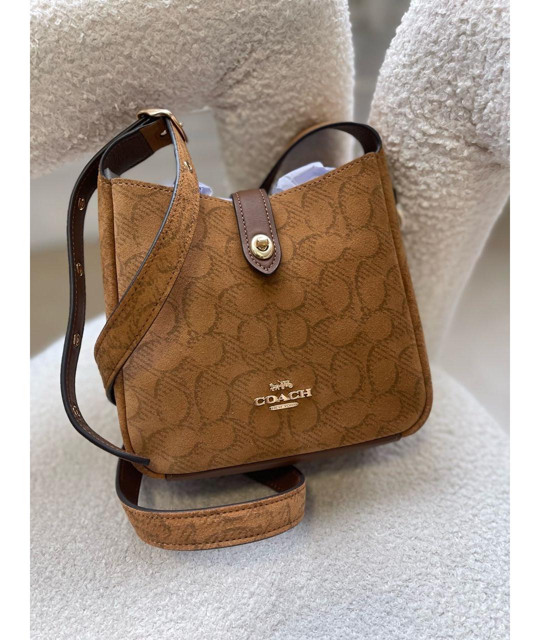 COACH Коричневая замшевая сумка через плечо, фото 3