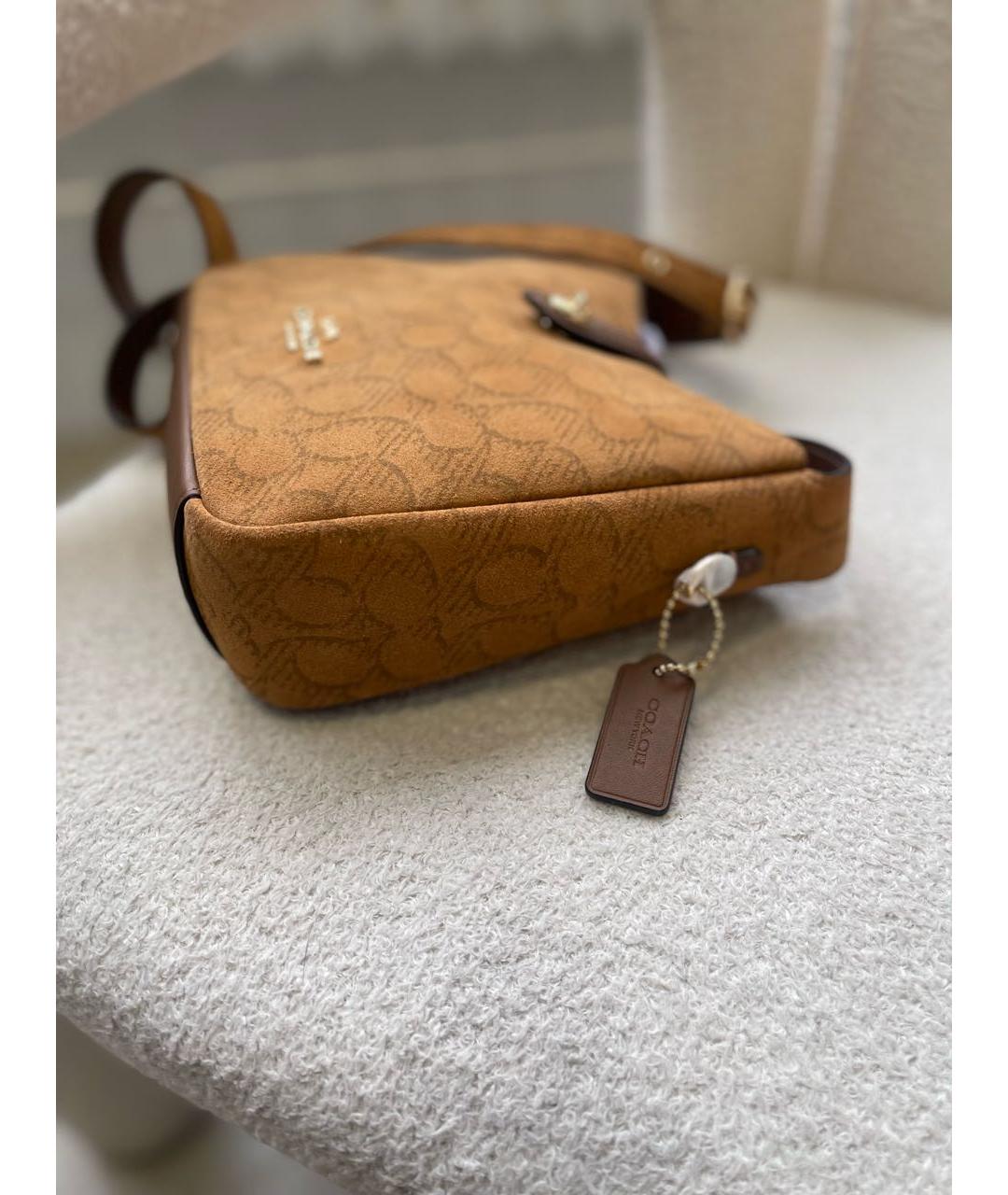 COACH Коричневая замшевая сумка через плечо, фото 5