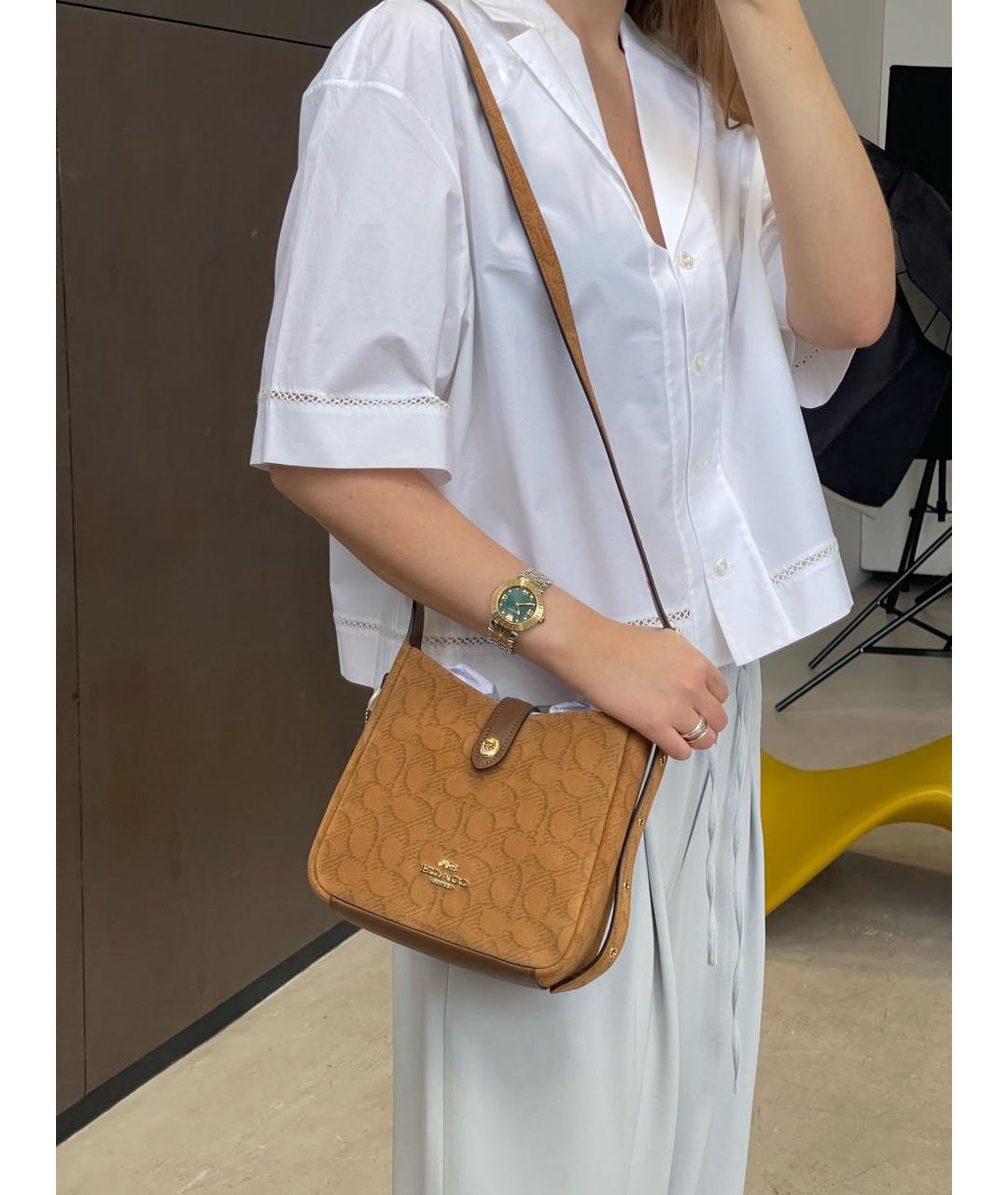 COACH Коричневая замшевая сумка через плечо, фото 2