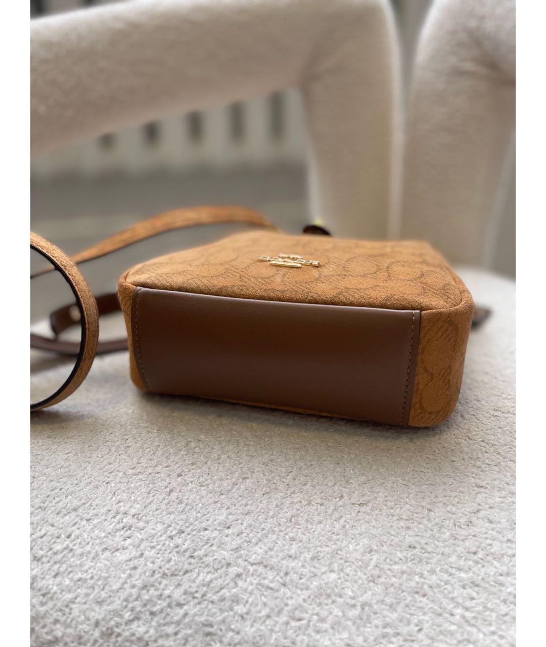 COACH Коричневая замшевая сумка через плечо, фото 4