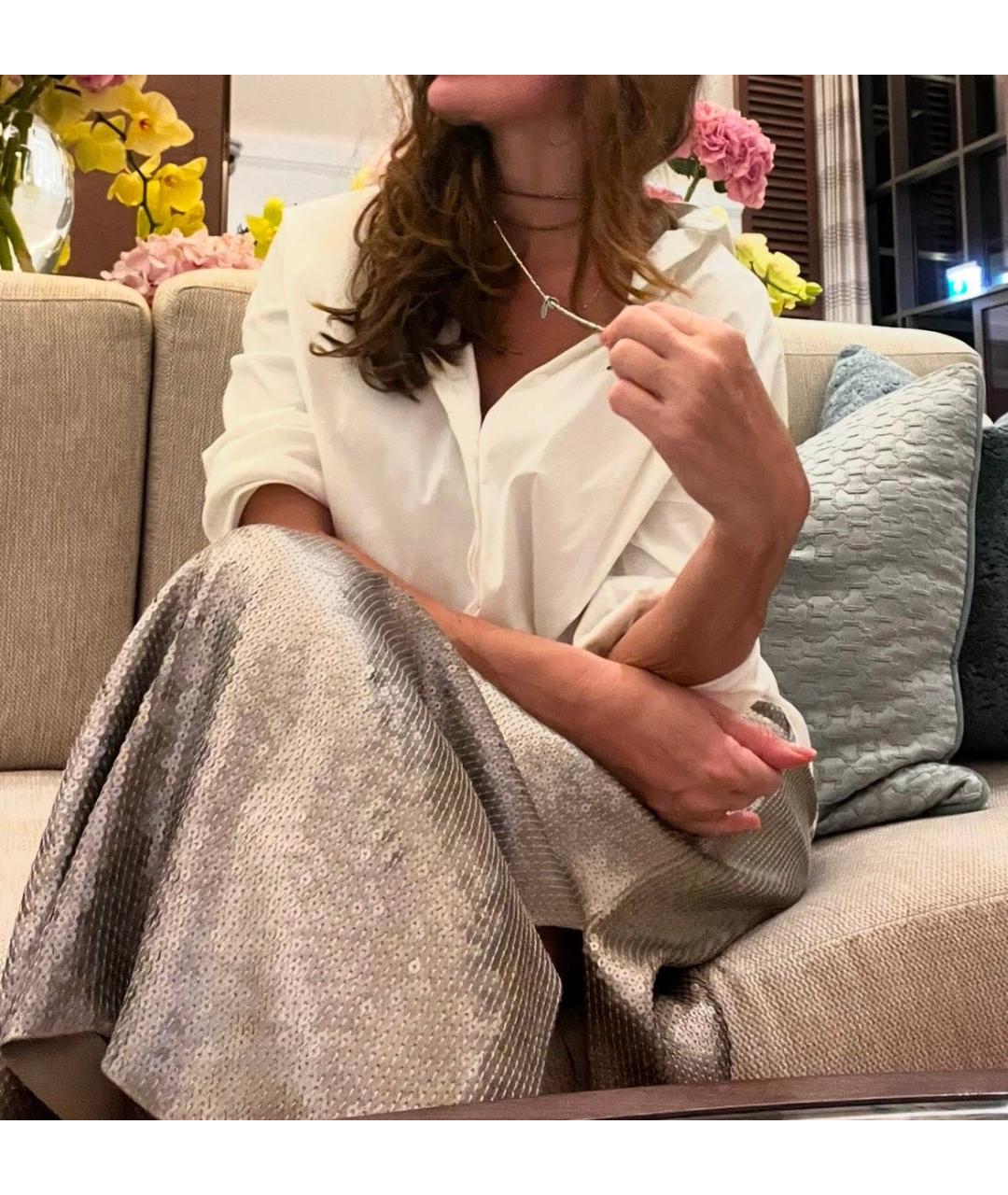 BRUNELLO CUCINELLI Бежевая шелковая юбка миди, фото 6