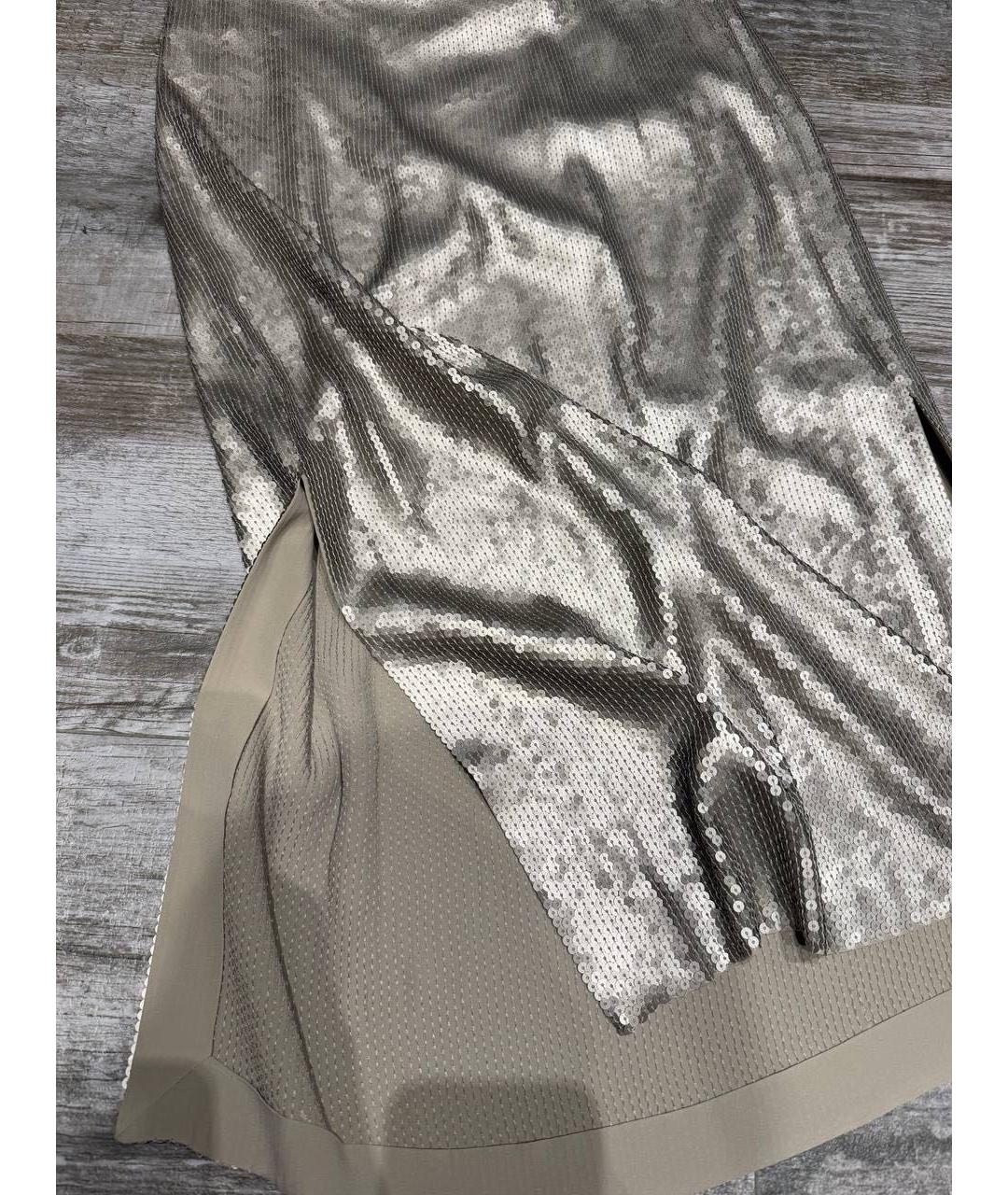 BRUNELLO CUCINELLI Бежевая шелковая юбка миди, фото 8