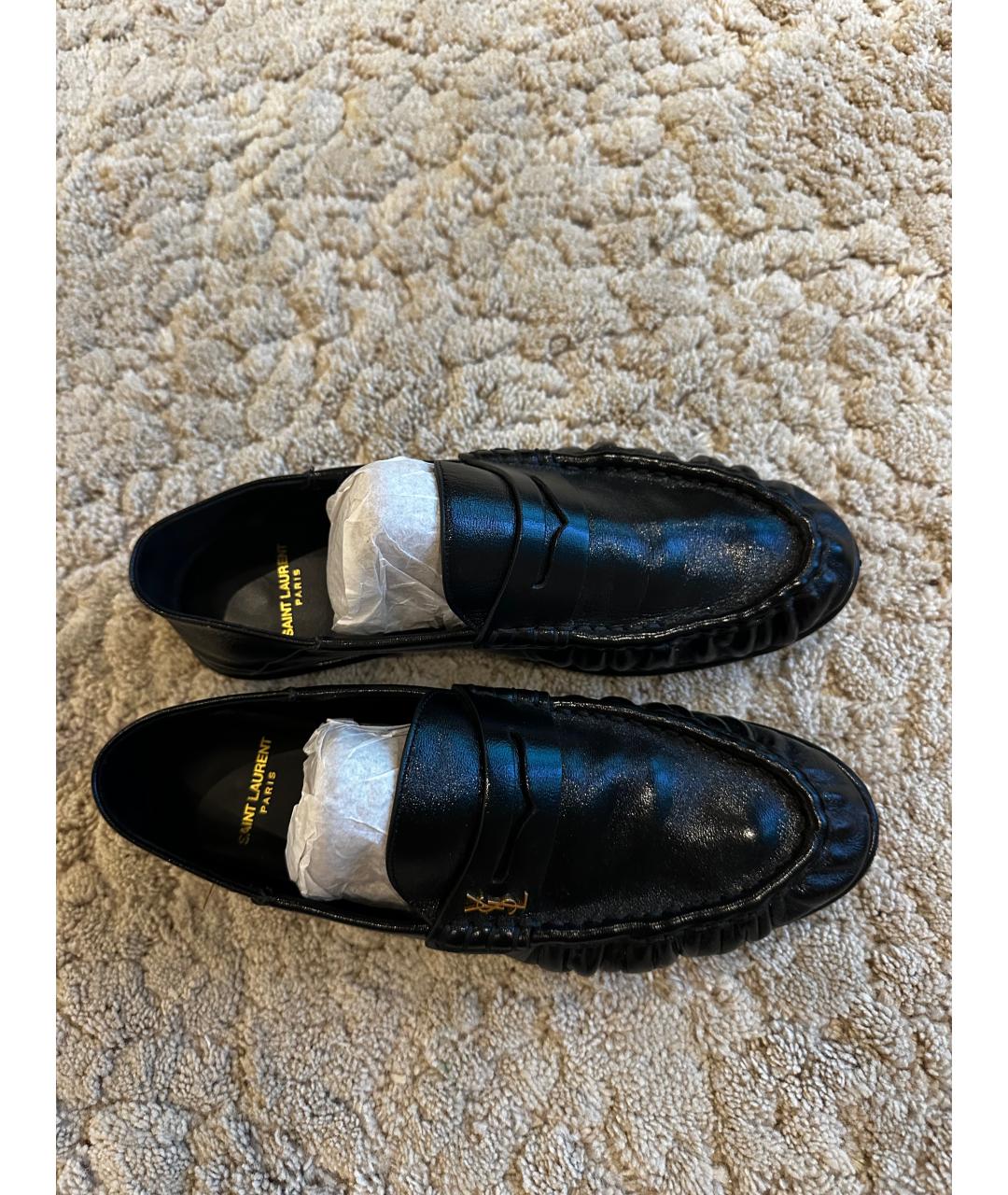 SAINT LAURENT Черные кожаные лоферы, фото 4
