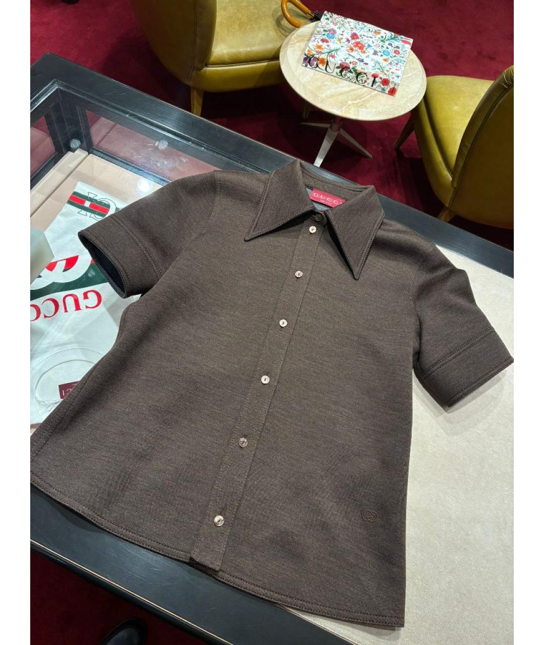 GUCCI Коричневая шерстяная рубашка, фото 3