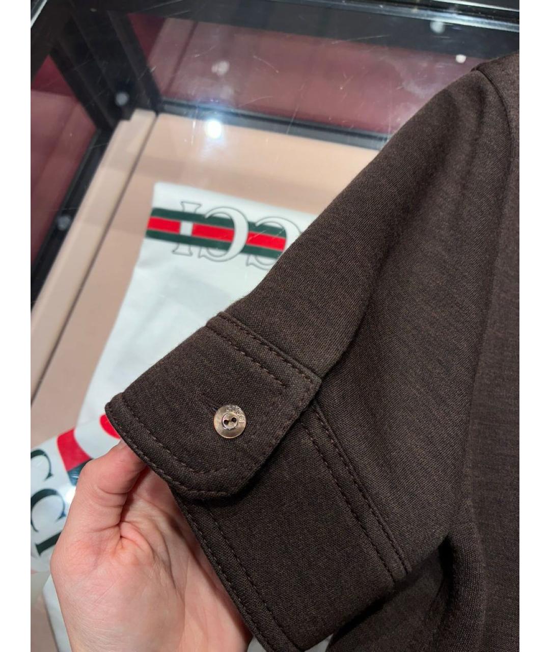 GUCCI Коричневая шерстяная рубашка, фото 4