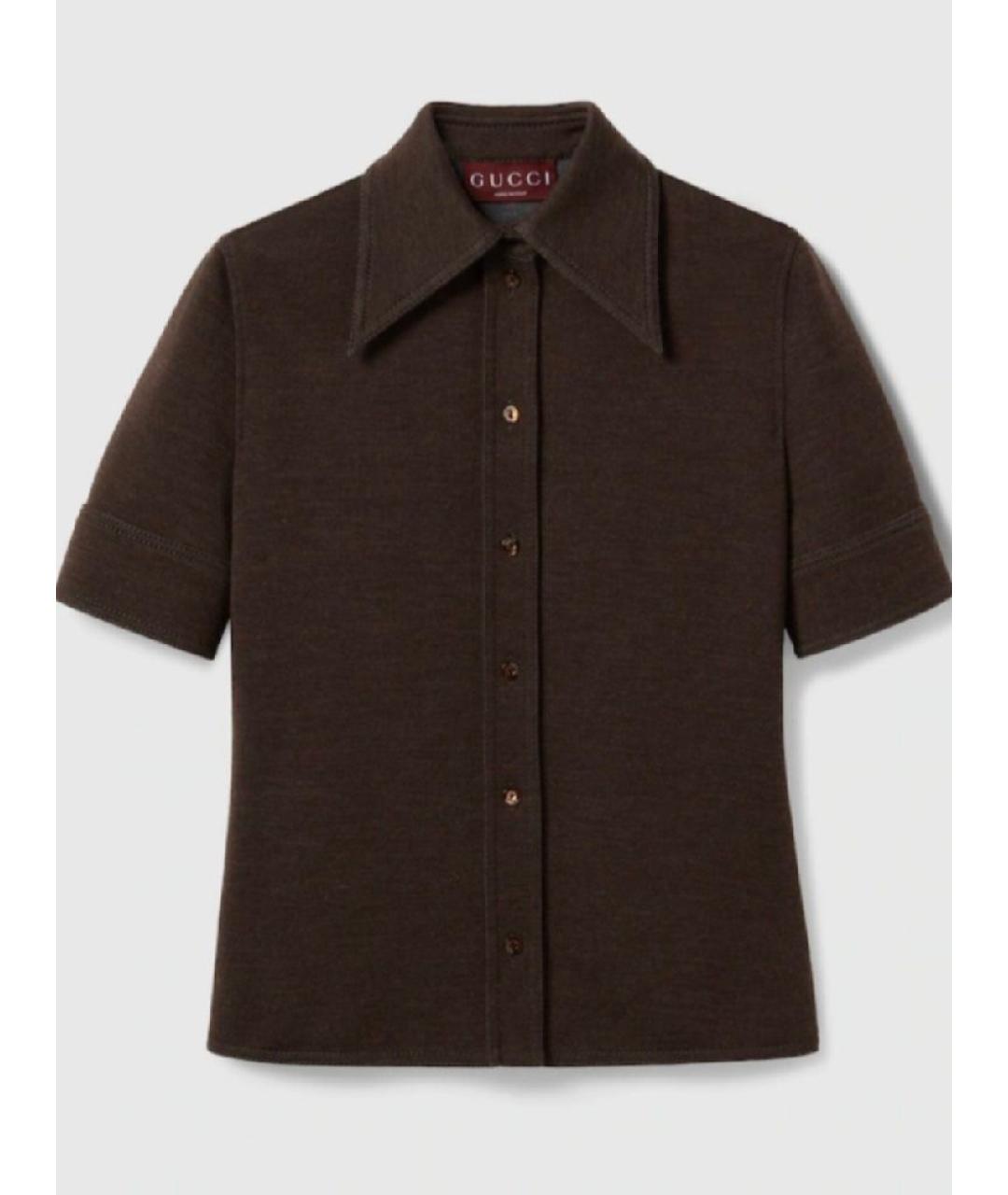 GUCCI Коричневая шерстяная рубашка, фото 10