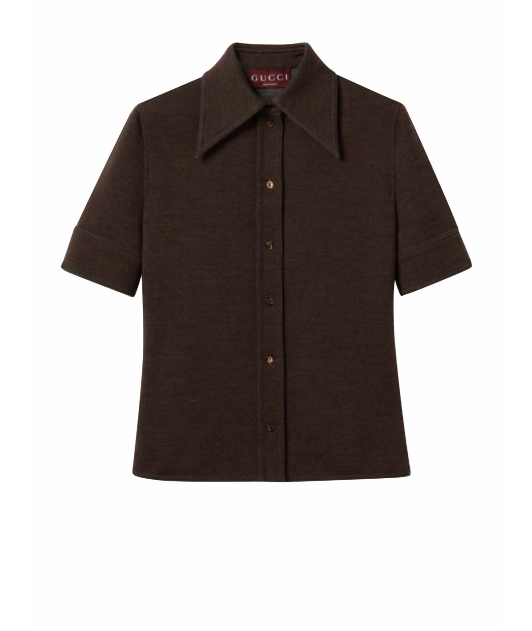 GUCCI Коричневая шерстяная рубашка, фото 1