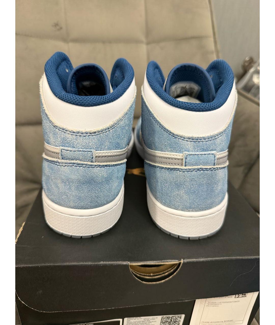 JORDAN Голубые кожаные кроссовки, фото 4